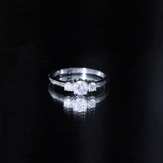 Certified Moissanite 3 Stone Engagement Ring D-VS1 - Rosec Jewels