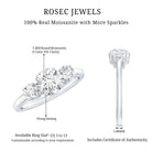 Certified Moissanite 3 Stone Engagement Ring D-VS1 - Rosec Jewels
