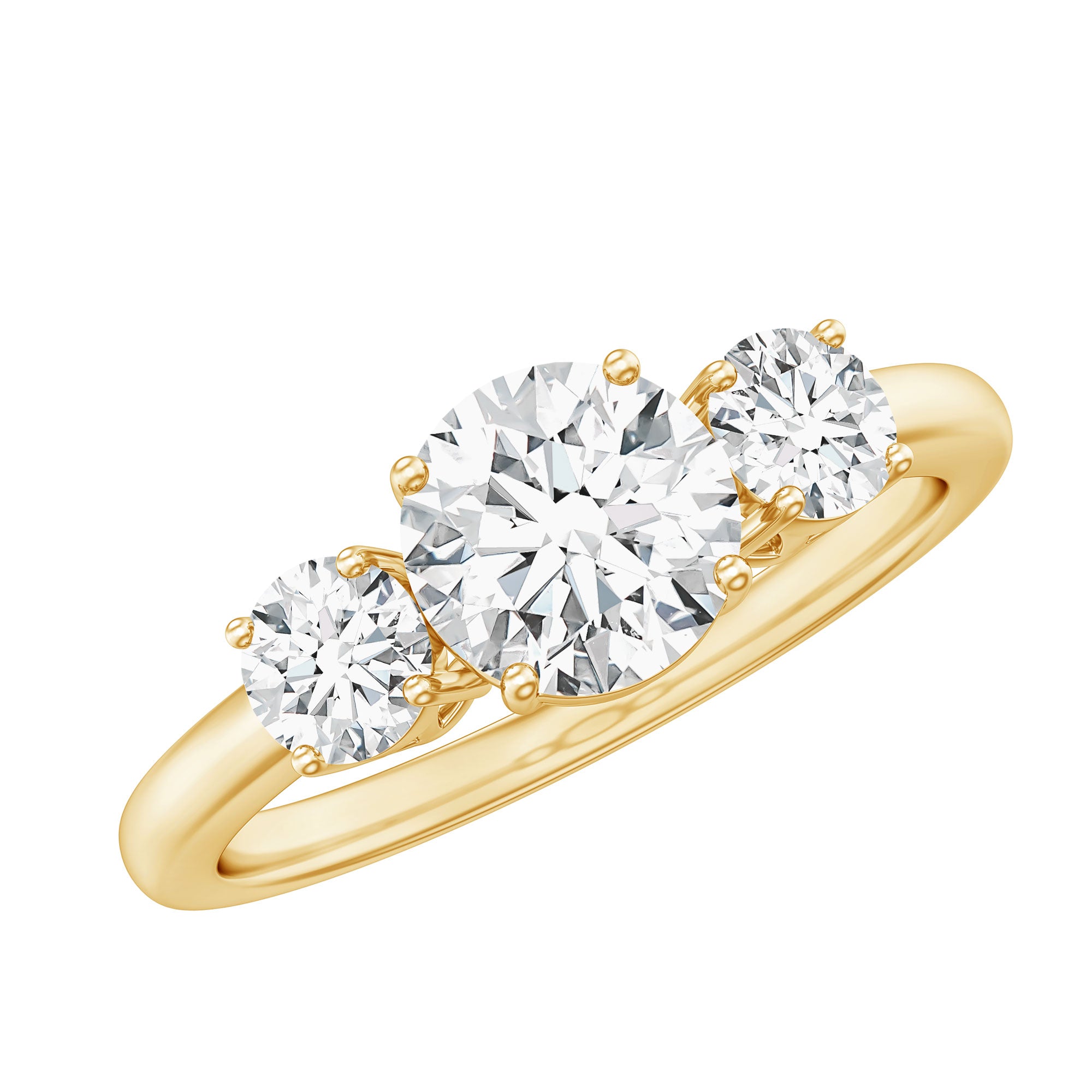 Certified Moissanite 3 Stone Engagement Ring D-VS1 - Rosec Jewels