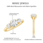 Certified Moissanite 3 Stone Engagement Ring D-VS1 - Rosec Jewels