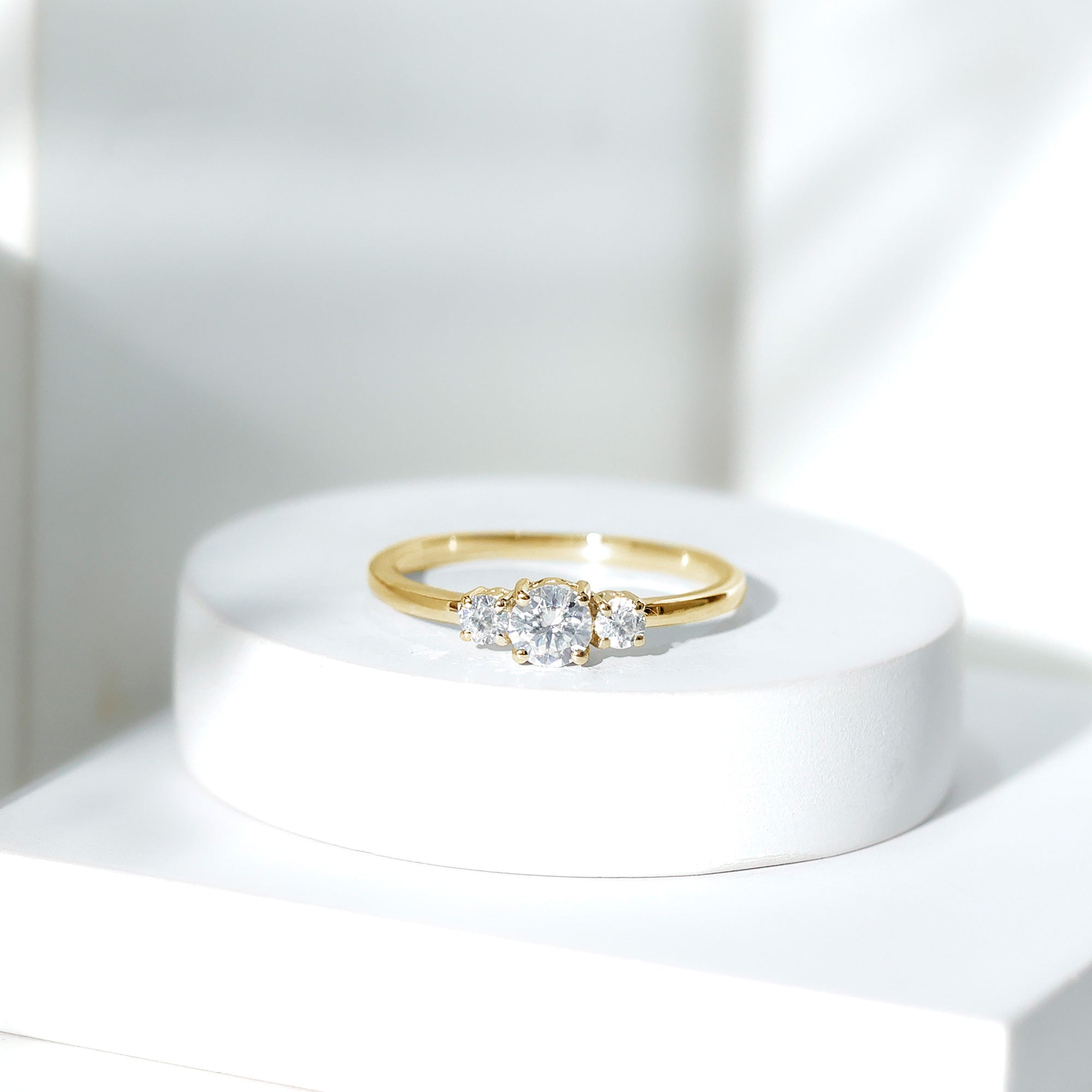 Certified Moissanite 3 Stone Engagement Ring D-VS1 - Rosec Jewels