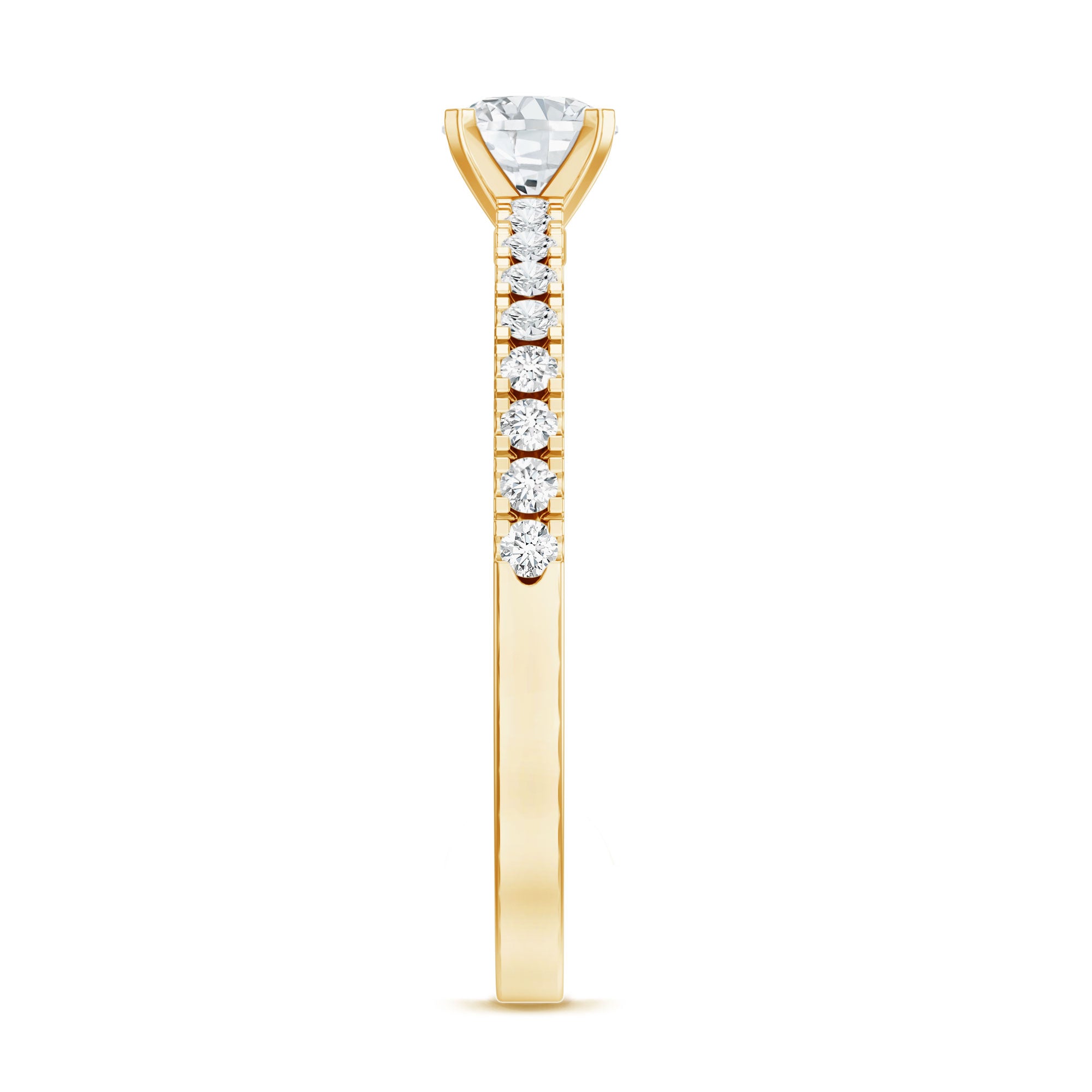 Rosec Jewels-Moissanite Minimal Engagement Ring with Side Stone