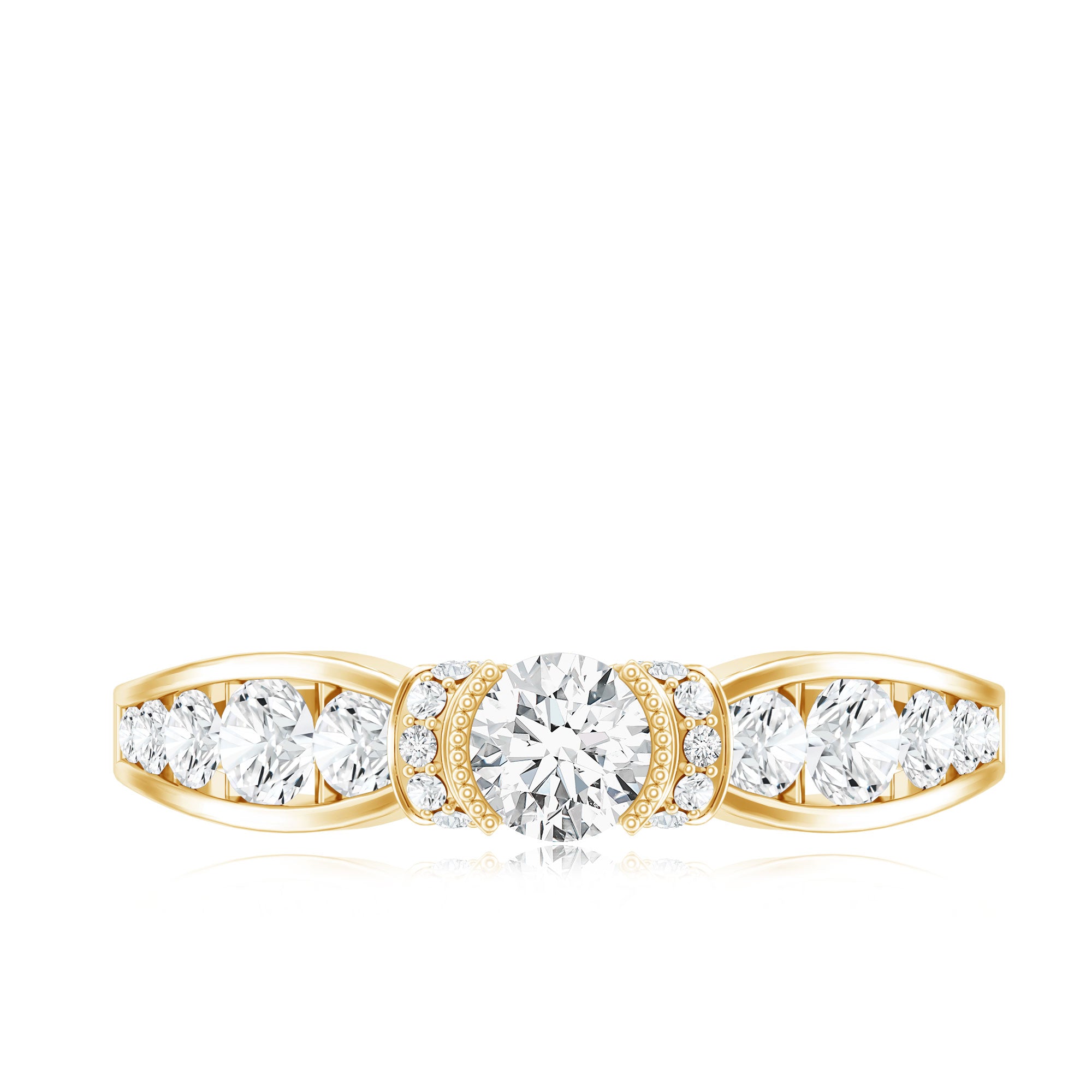 Vintage Style Moissanite Engagement Ring for Women D-VS1 - Rosec Jewels