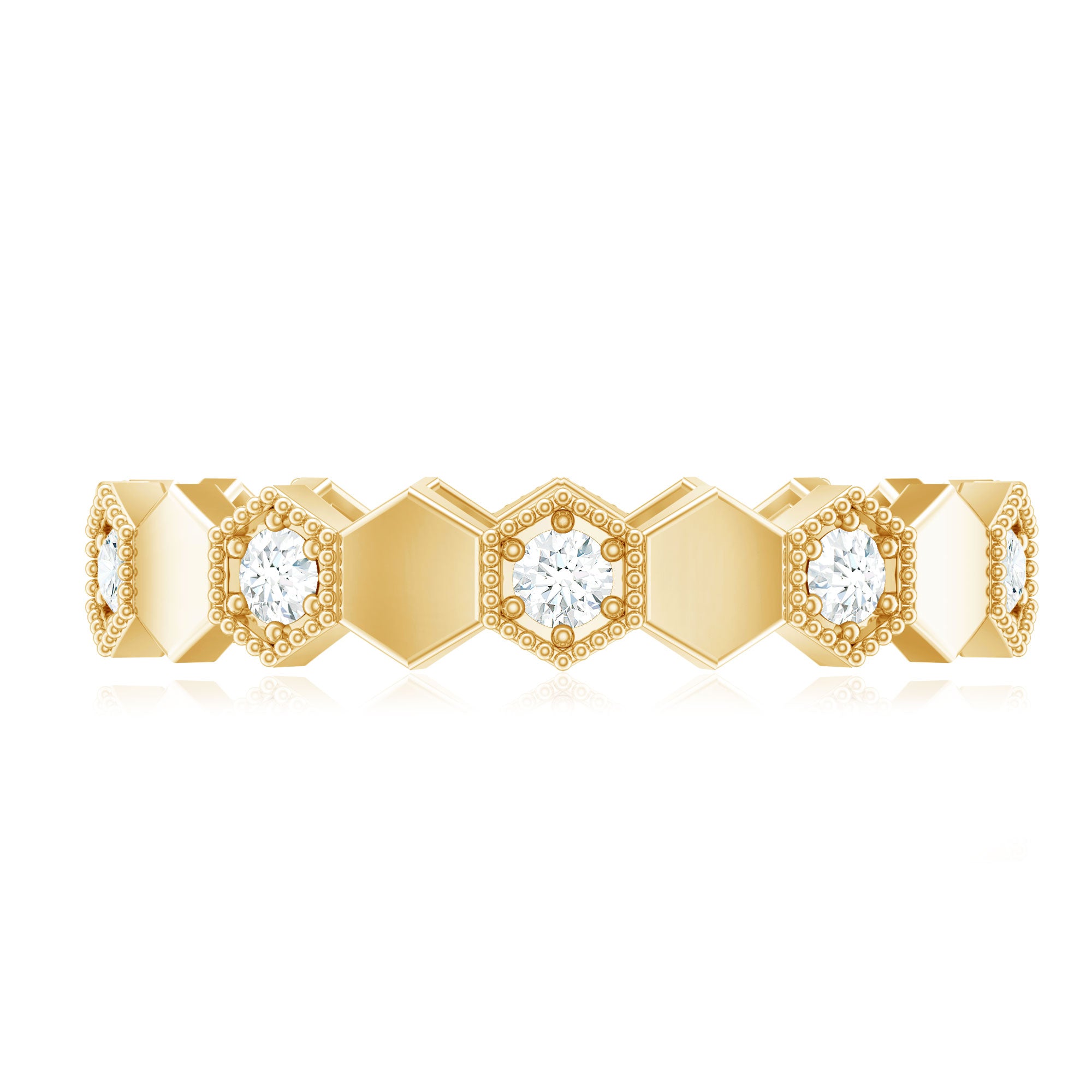 Certified Diamond Geometric Band Ring Natural - ( HI-SI ) - Rosec Jewels