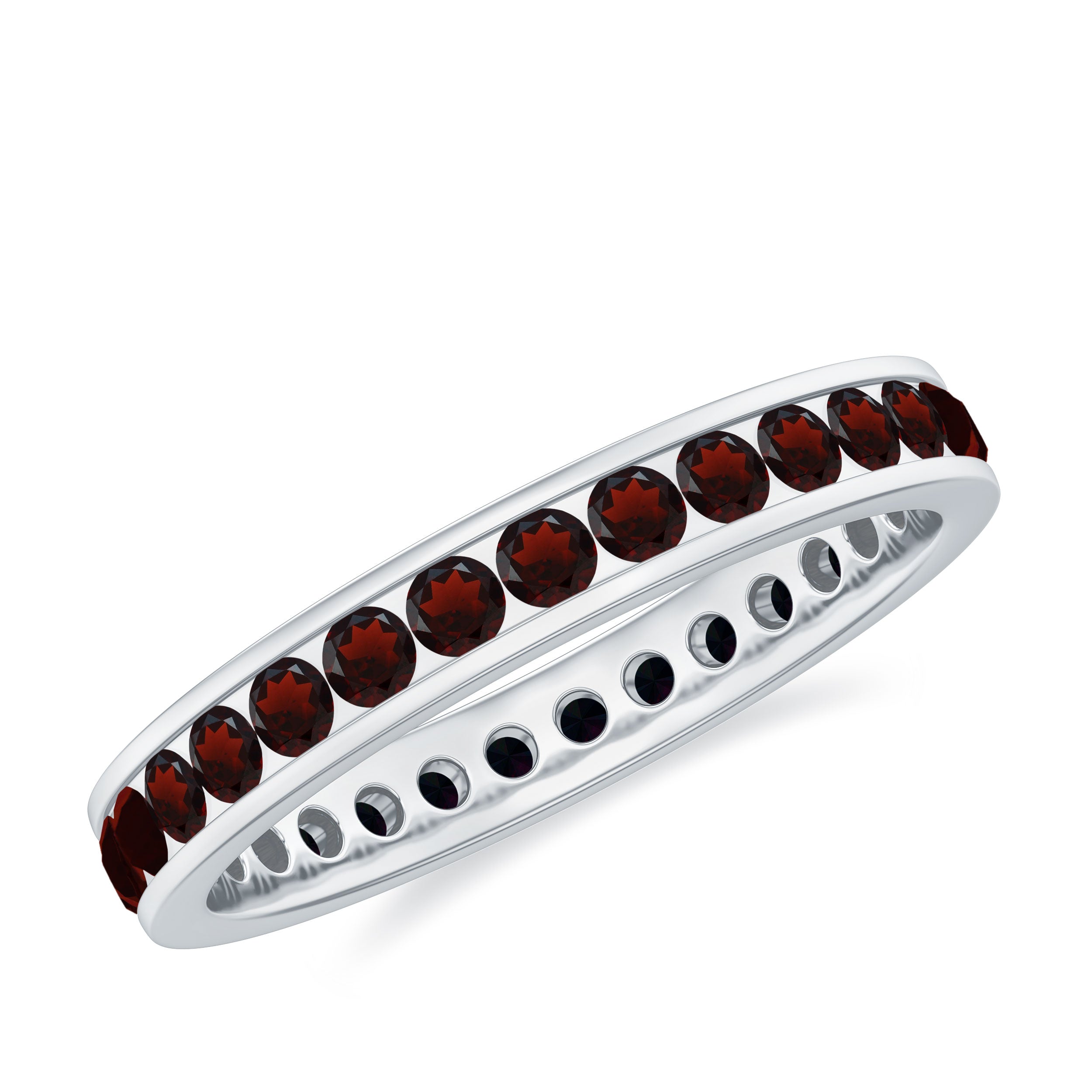 Certified Natural Garnet Eternity Ring in Channel Setting AAA - Rosec Jewels