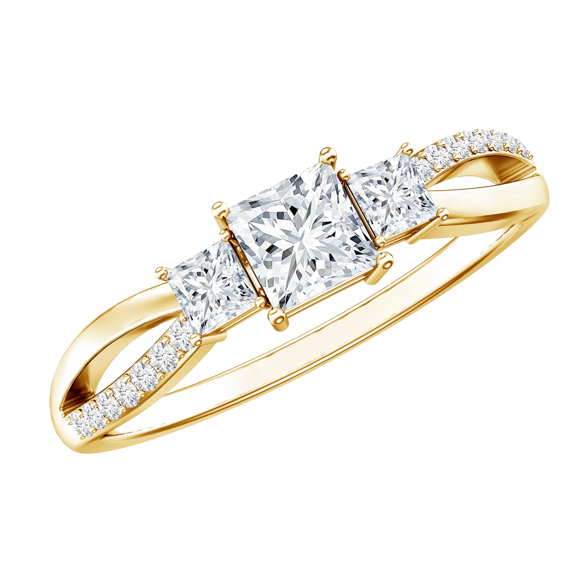 Rosec Jewels-Princess Cut Moissanite Three Stone Engagement Ring