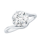 Round Cut 8 MM Moissanite Solitaire Engagement Ring in Bypass Shank D-VS1 - Rosec Jewels