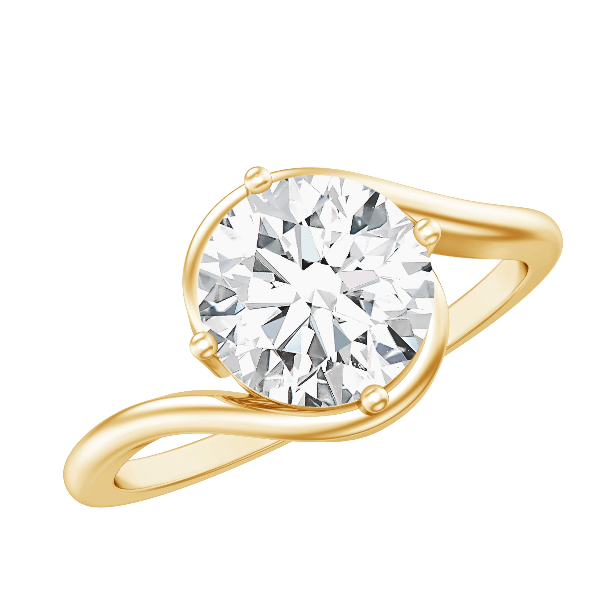 Round Cut 8 MM Moissanite Solitaire Engagement Ring in Bypass Shank D-VS1 - Rosec Jewels