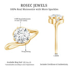 Round Cut 8 MM Moissanite Solitaire Engagement Ring in Bypass Shank D-VS1 - Rosec Jewels