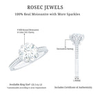Round Moissanite Lotus Engagement Ring with Side Stones D-VS1 - Rosec Jewels