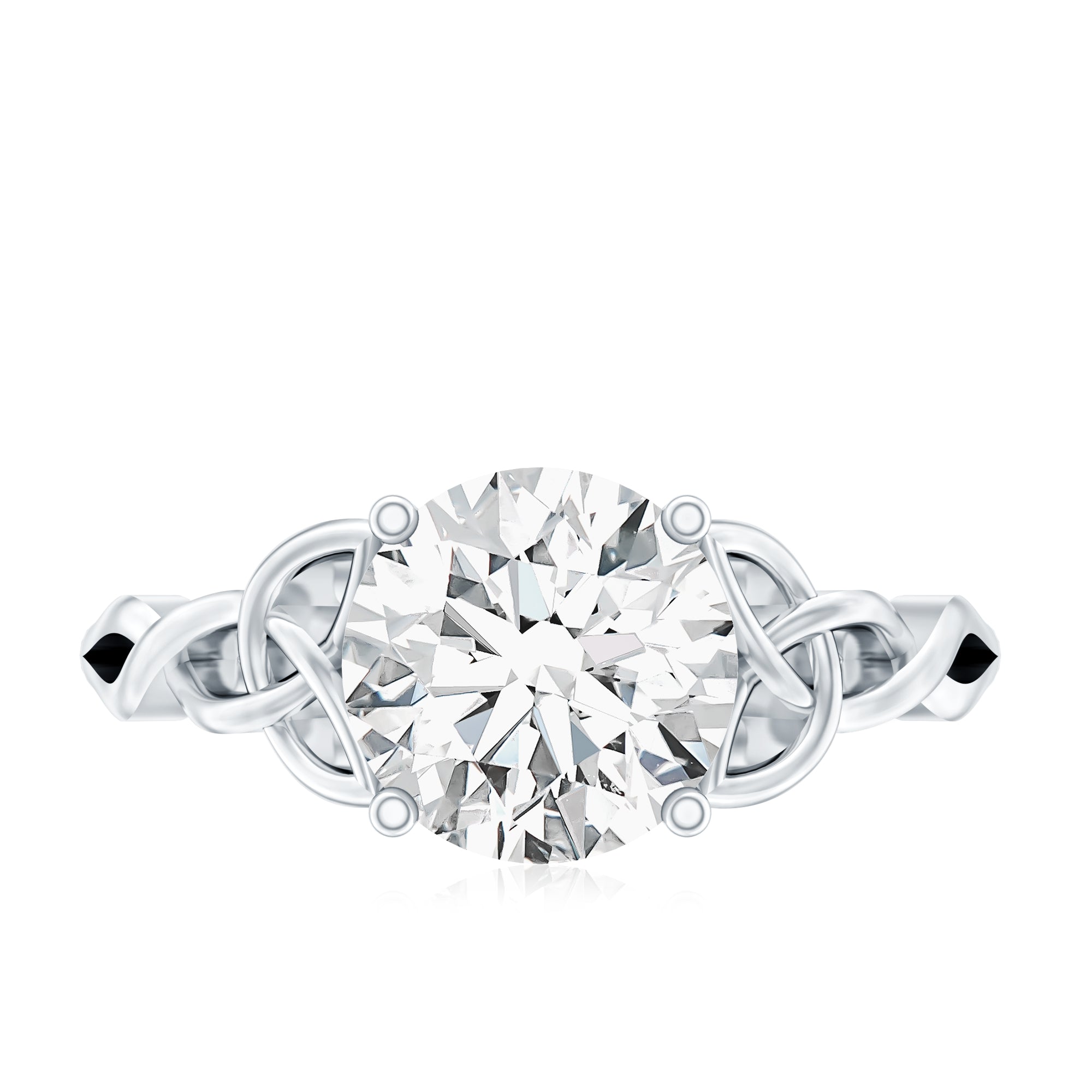 Round Moissanite Solitaire Engagement Ring with Celtic Details D-VS1 - Rosec Jewels