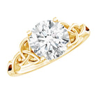 Round Moissanite Solitaire Engagement Ring with Celtic Details D-VS1 - Rosec Jewels