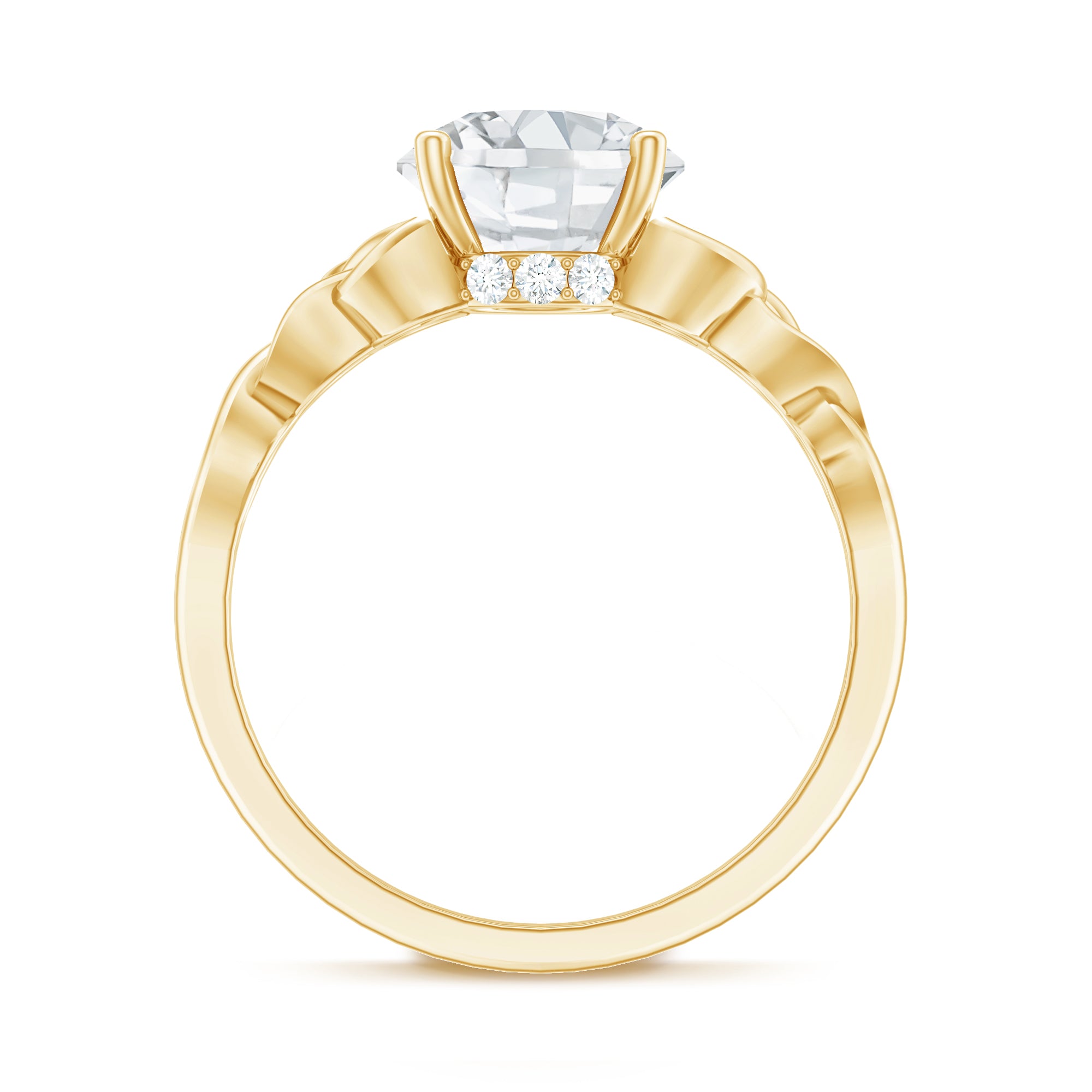 Round Moissanite Solitaire Engagement Ring with Celtic Details D-VS1 - Rosec Jewels