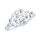 Rosec Jewels-Solitaire Moissanite Celtic Knot Engagement Ring in Bezel Setting