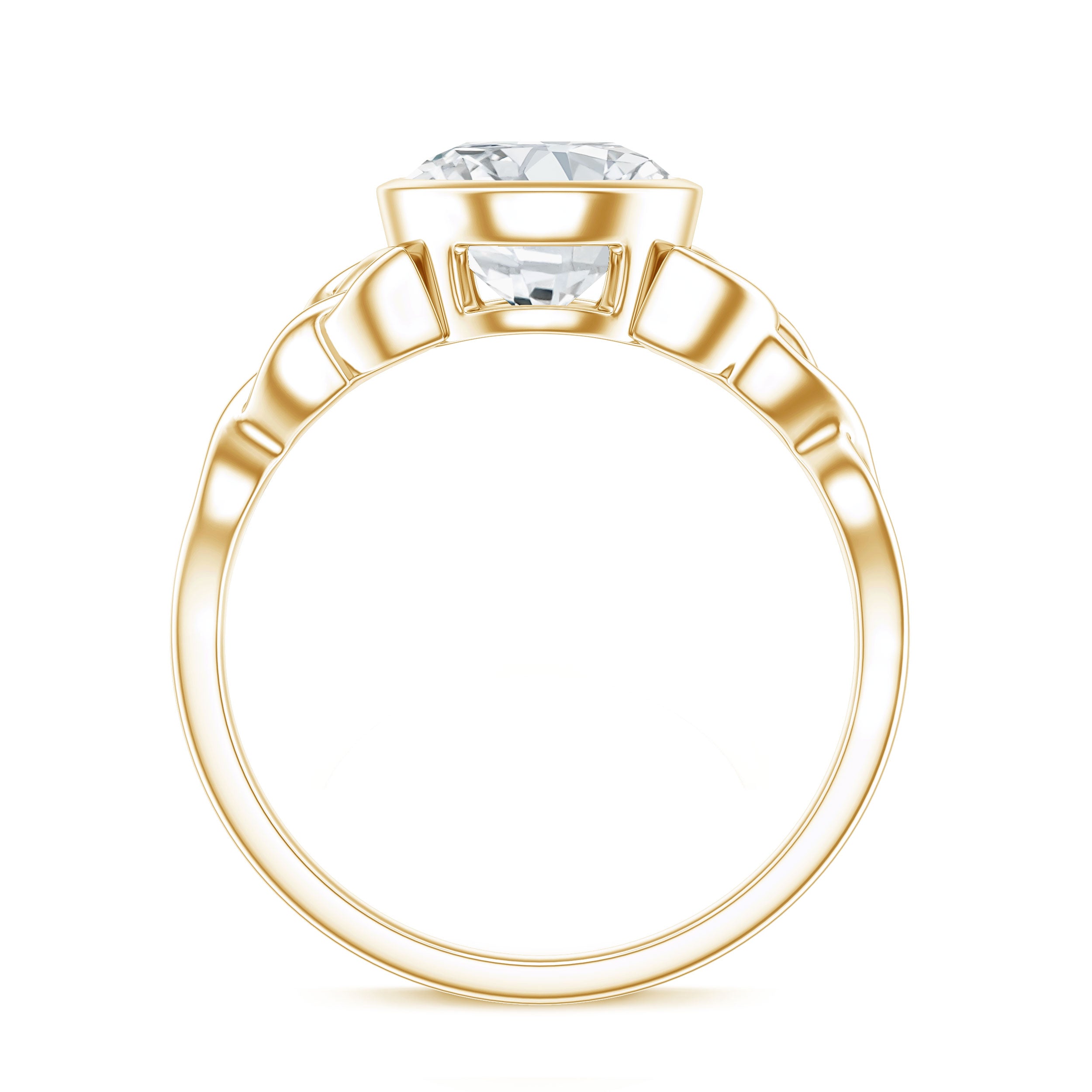 Rosec Jewels-Solitaire Moissanite Celtic Knot Engagement Ring in Bezel Setting