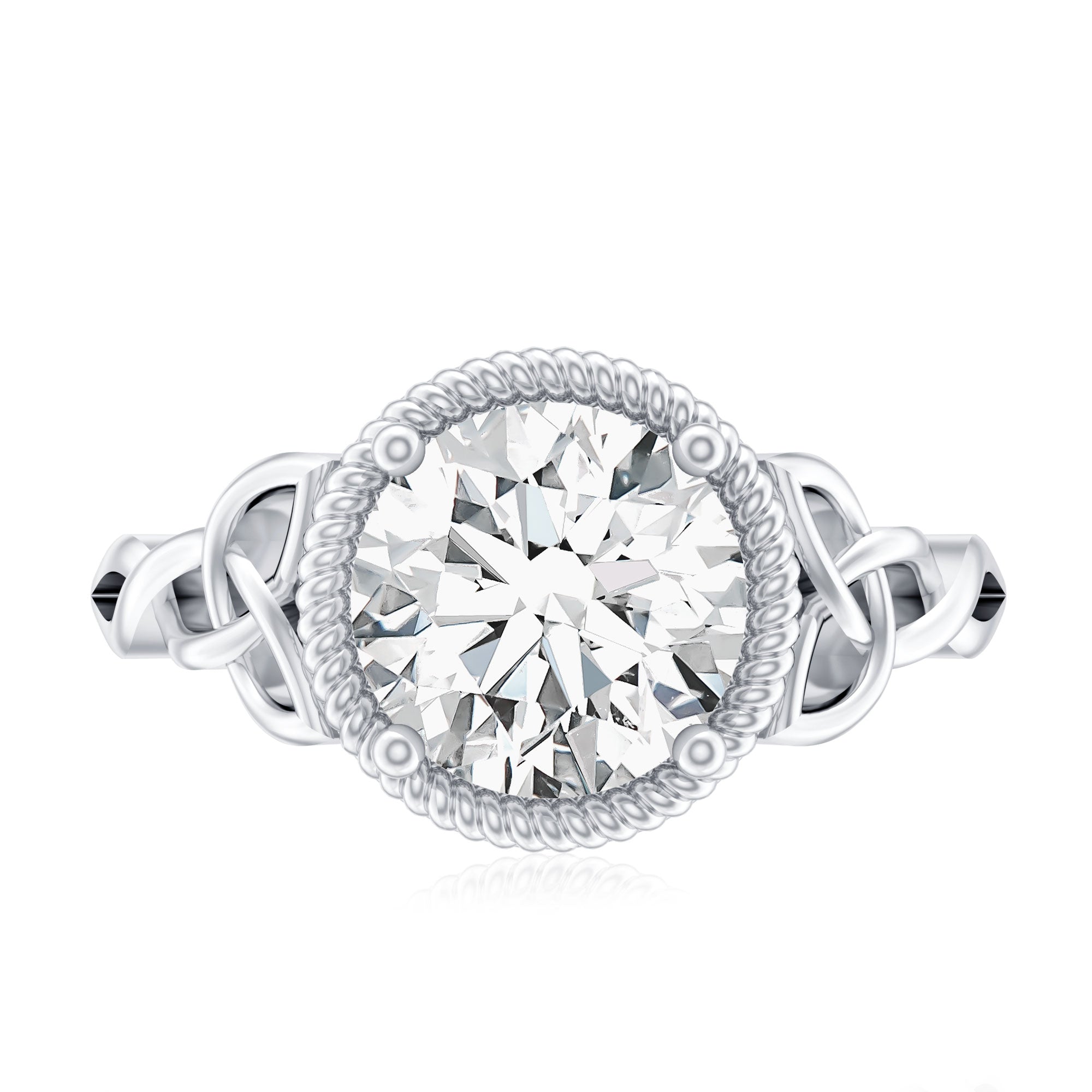 Brilliant Cut Moissanite Engagement Ring with Rope Frame D-VS1 - Rosec Jewels