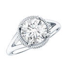 2 CT Round Moissanite Rope Band Engagement Ring D-VS1 - Rosec Jewels