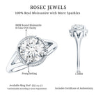 2 CT Round Moissanite Rope Band Engagement Ring D-VS1 - Rosec Jewels