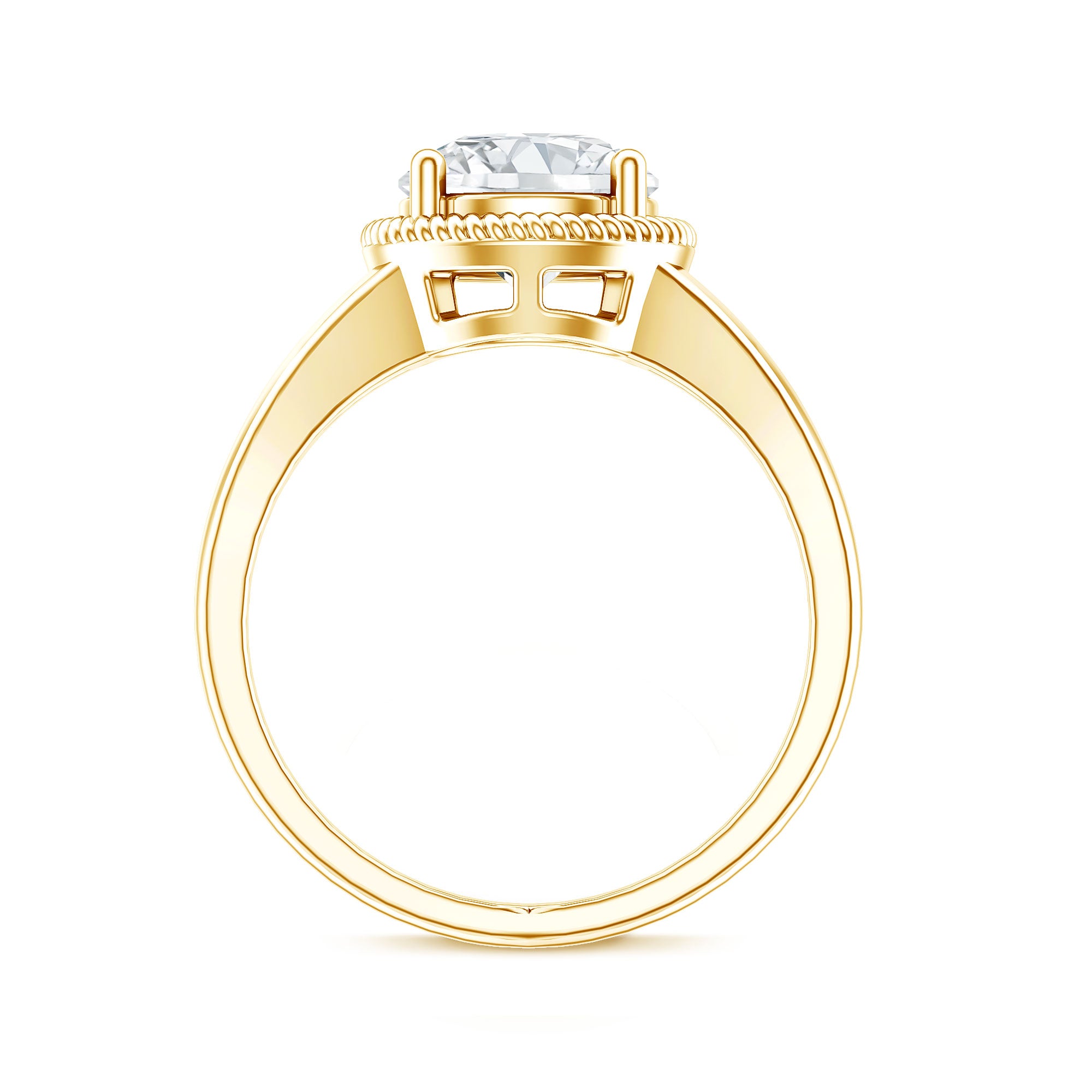 2 CT Round Moissanite Rope Band Engagement Ring D-VS1 - Rosec Jewels