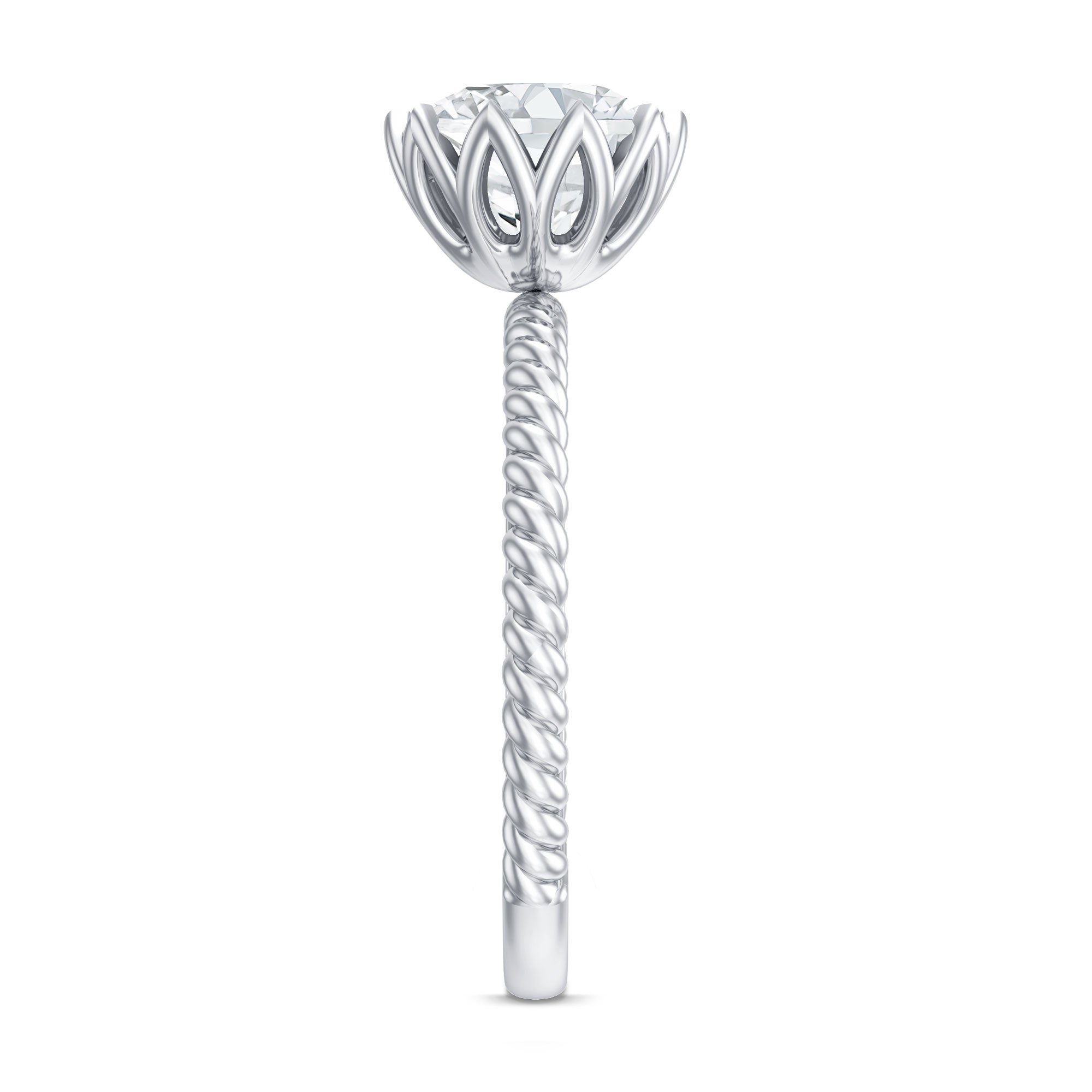 2 CT Moissanite Engagement Ring with Twisted Rope Band D-VS1 - Rosec Jewels