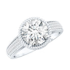Rosec Jewels-2 Carat Moissanite Round Cut Engagement Ring With Side Stones