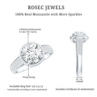 Rosec Jewels-2 Carat Moissanite Round Cut Engagement Ring With Side Stones