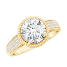 Rosec Jewels-2 Carat Moissanite Round Cut Engagement Ring With Side Stones