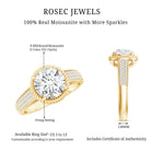 Rosec Jewels-2 Carat Moissanite Round Cut Engagement Ring With Side Stones