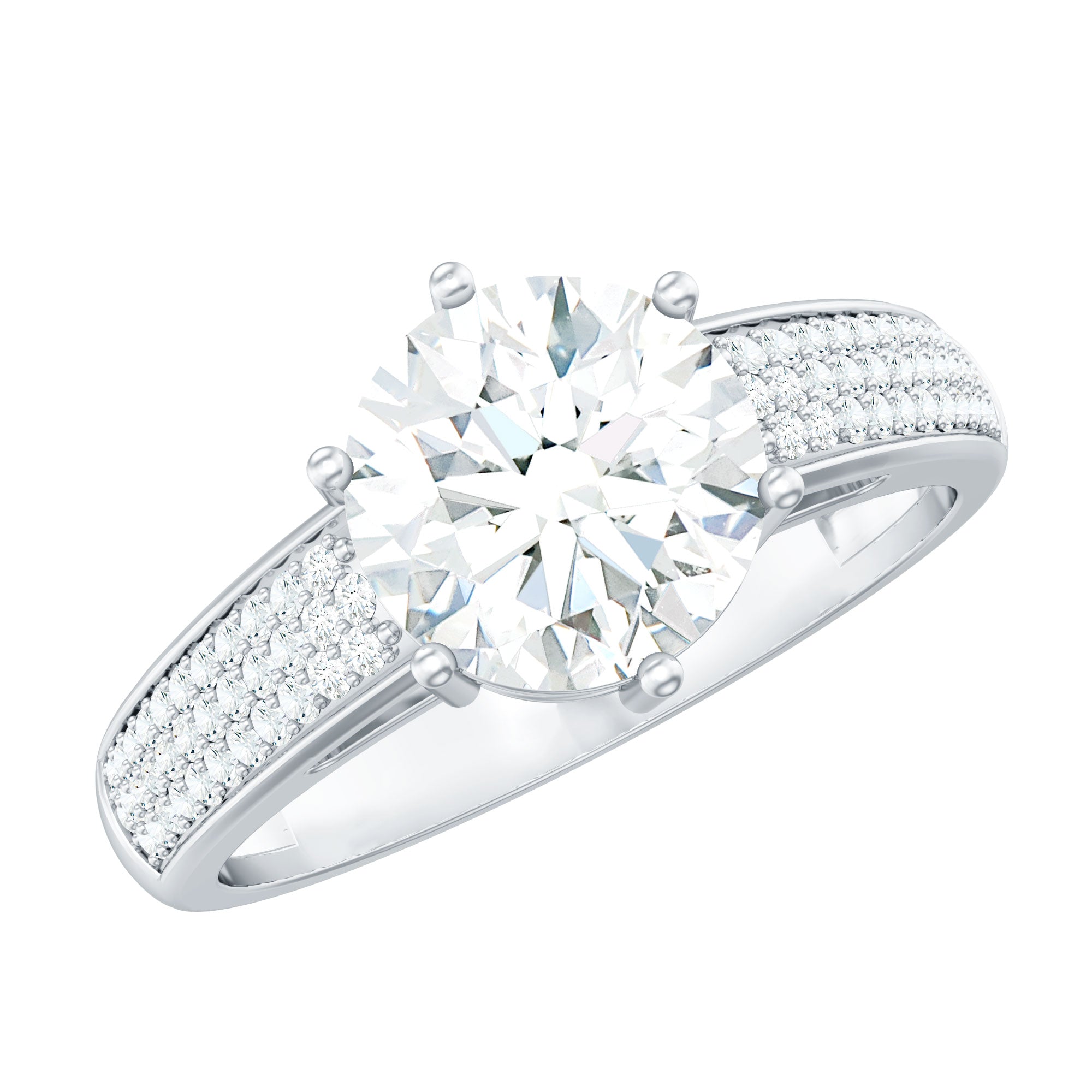 Certified Moissanite Side Stone Engagement Ring for Women D-VS1 - Rosec Jewels