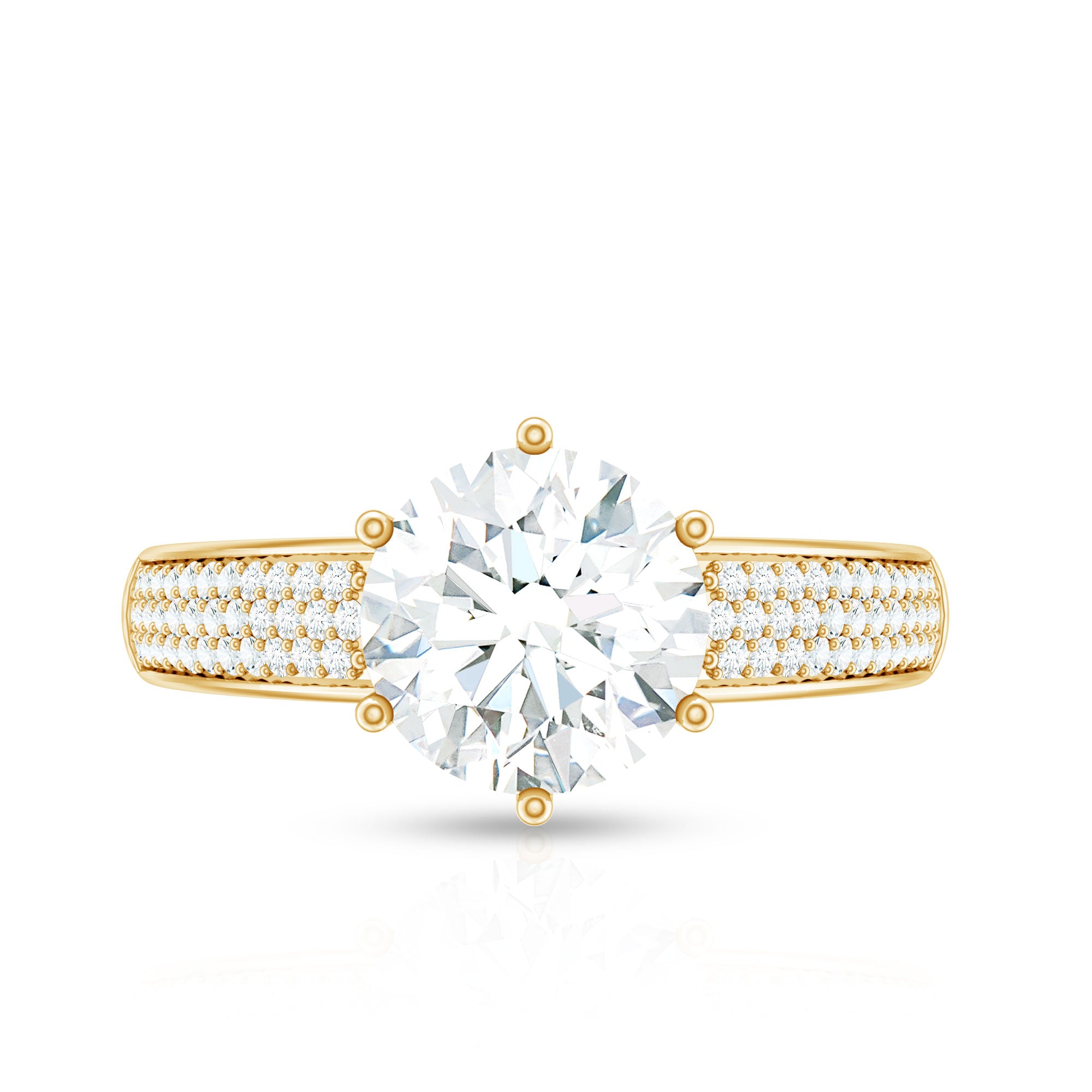 Certified Moissanite Side Stone Engagement Ring for Women D-VS1 - Rosec Jewels