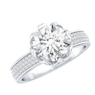 Lotus Basket Set Moissanite Engagement Ring with Side Stones D-VS1 - Rosec Jewels