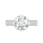 Lotus Basket Set Moissanite Engagement Ring with Side Stones D-VS1 - Rosec Jewels