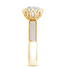 Lotus Basket Set Moissanite Engagement Ring with Side Stones D-VS1 - Rosec Jewels