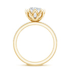 Lotus Basket Set Moissanite Engagement Ring with Side Stones D-VS1 - Rosec Jewels