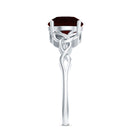 Real 8mm Garnet Solitaire Engagement Ring with Celtic Knot AAA - Rosec Jewels
