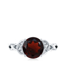 Real 8mm Garnet Solitaire Engagement Ring with Celtic Knot AAA - Rosec Jewels