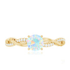Certified Real Ethiopian Opal Diamond Pre Engagement Ring with Braided Shank AAA - Rosec Jewels