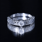Cubic Zirconia Solitaire Vintage Inspired Filigree Ring in Claw Setting AAAA - Rosec Jewels