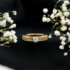 Cubic Zirconia Solitaire Vintage Inspired Filigree Ring in Claw Setting AAAA - Rosec Jewels