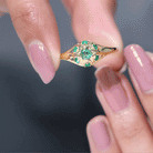 Rosec Jewels-Vintage Inspired Emerald Flower Engagement Ring