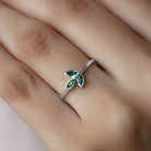 Rosec Jewels-Marquise Cut Emerald Leaf Promise Ring in Bezel Setting
