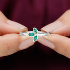 May Birthstone 1/2 CT Marquise Cut Emerald Petal Ring in Bezel Setting Emerald - ( AAA ) - Quality - Rosec Jewels
