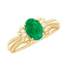 Rosec Jewels-Oval Cut Emerald Solitaire Engagement Ring with Bow Design