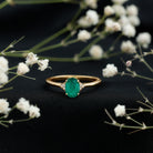 Rosec Jewels-Solitaire Oval Emerald Engagement Ring with Diamonds