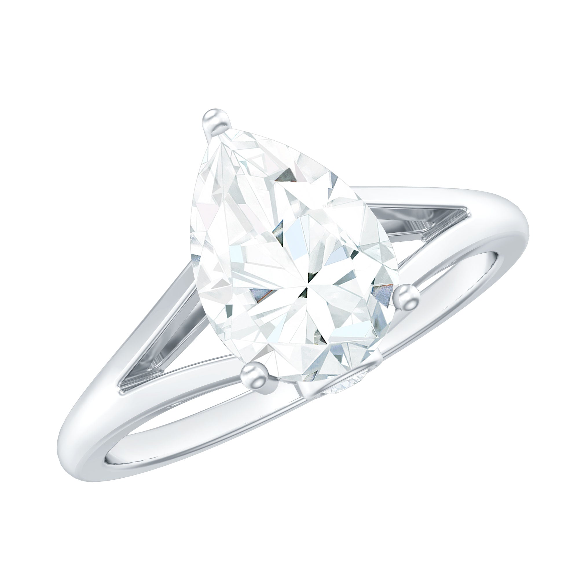 Pear Shaped Moissanite Split Shank Engagement Ring