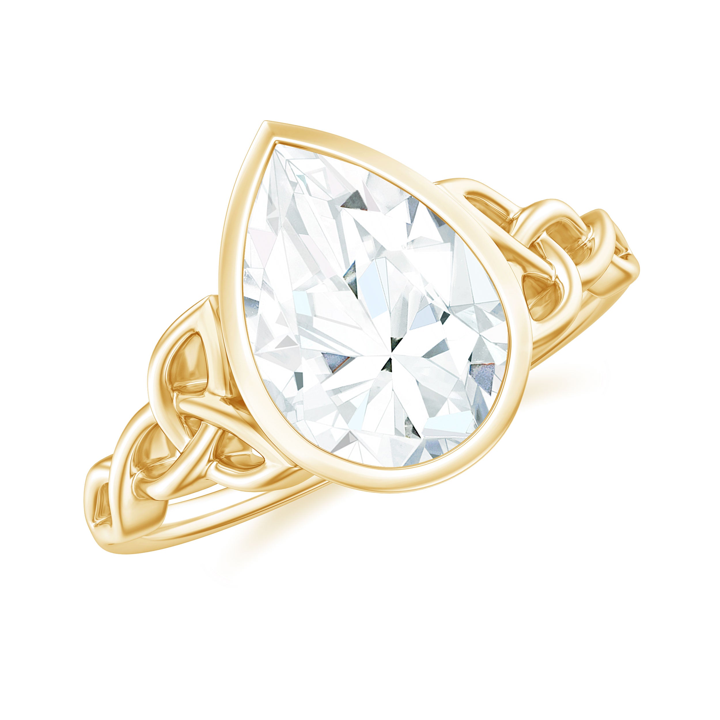 2.25 Carat Pear Shape Moissanite Celtic Knot Engagement Ring D-VS1 - Rosec Jewels
