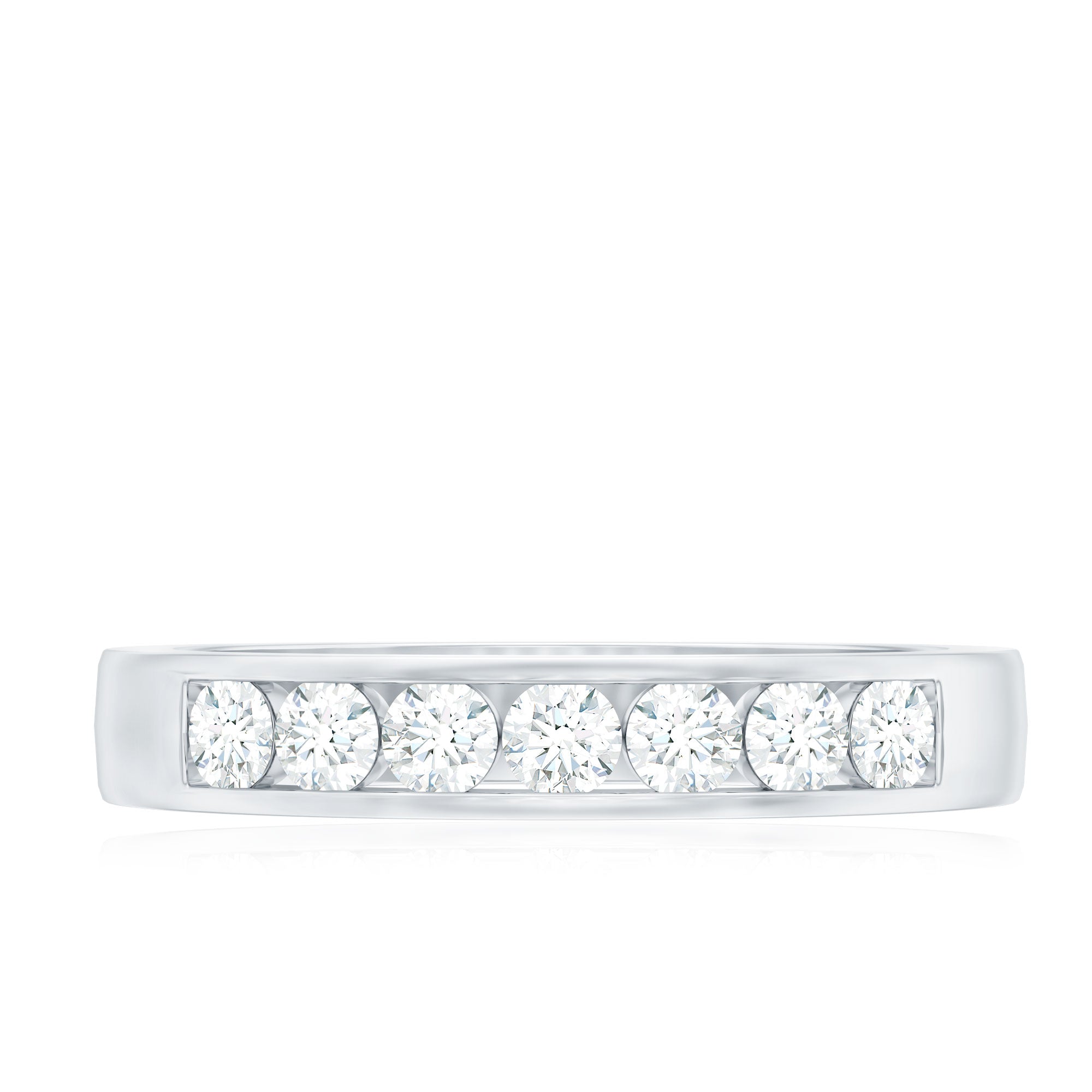 Diamond Seven Stone Band Ring in Channel Setting Natural - ( HI-SI ) - Rosec Jewels