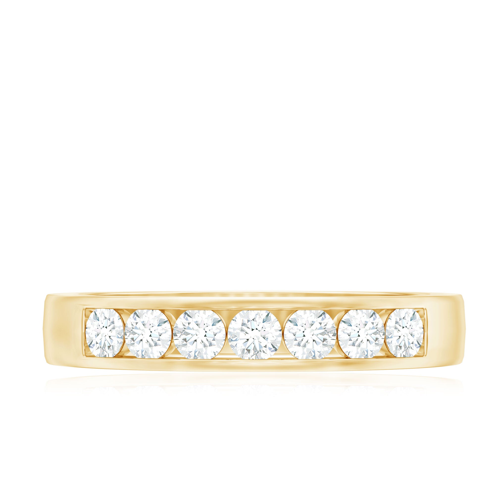 Diamond Seven Stone Band Ring in Channel Setting Natural - ( HI-SI ) - Rosec Jewels