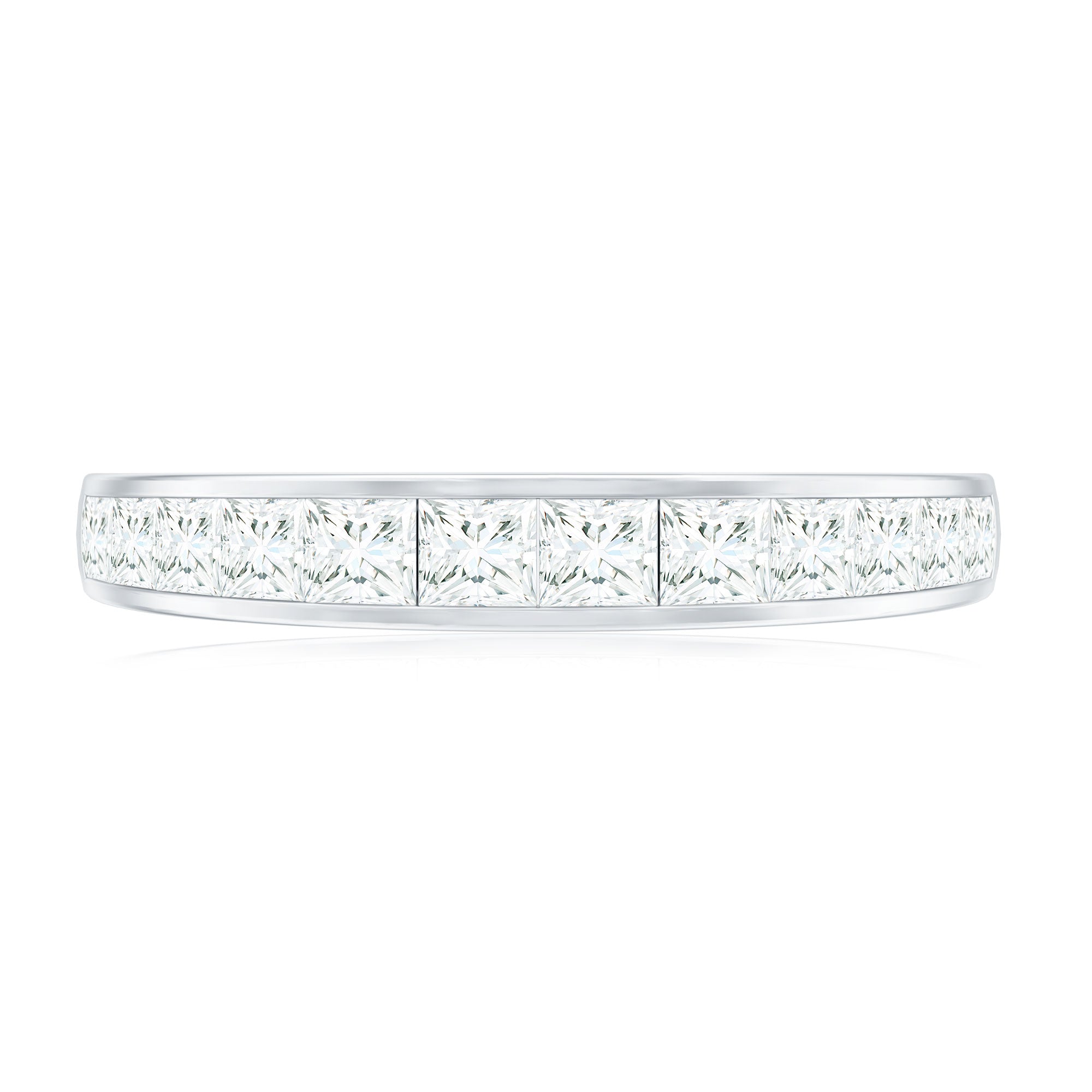 Princess Cut Diamond Half Eternity Ring in Channel Setting Natural - ( HI-SI ) - Rosec Jewels
