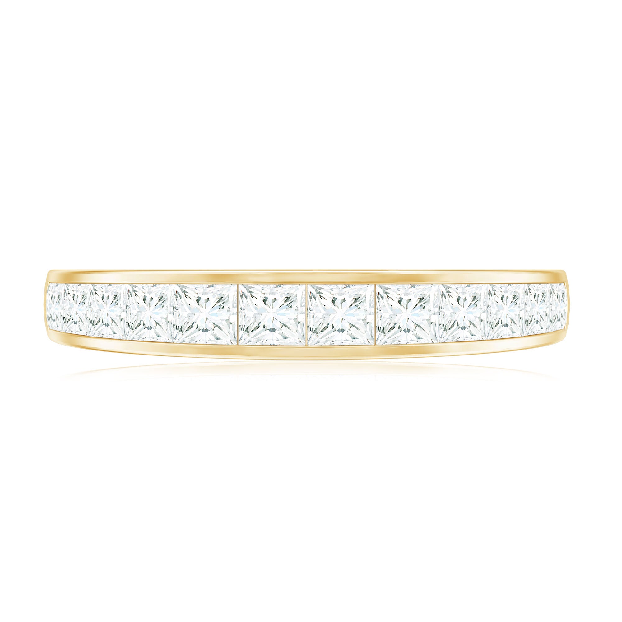 Princess Cut Diamond Half Eternity Ring in Channel Setting Natural - ( HI-SI ) - Rosec Jewels